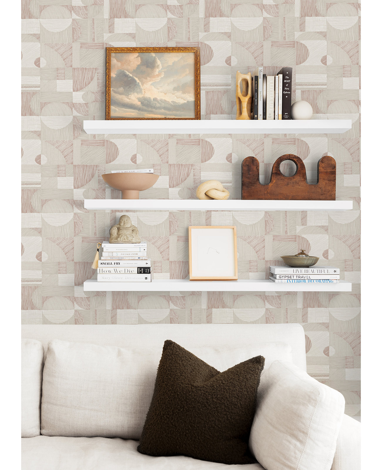 Aviara Modern Peel & Stick Geometric Wallpaper, Rose Gold