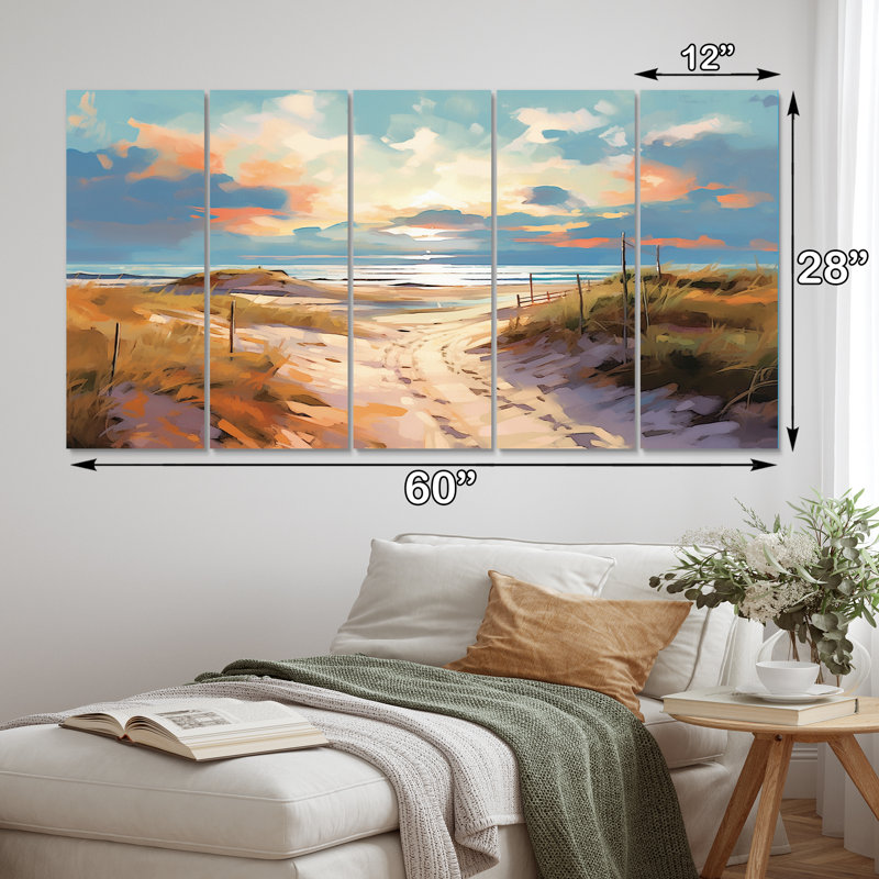 Beach Tranquility Ocean In Spring III - Décoration murale plage - 5 panneaux égaux