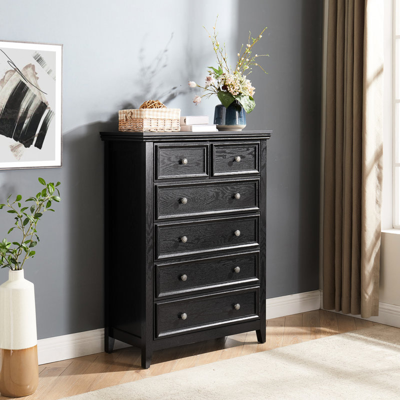 Commode 6 tiroirs Rajene, Noir