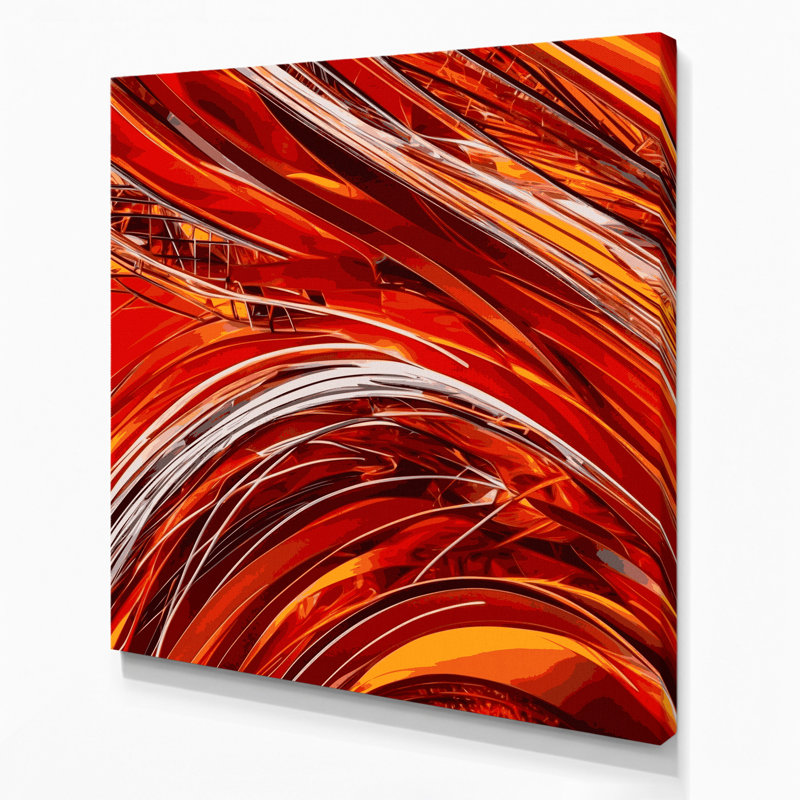 «Geometric Abstraction 5», art mural sur toile rouge, H 12 po x l 12 po