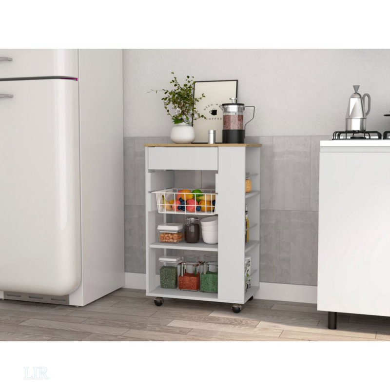 5-Shelf 1-Drawer Kitchen Cart, White