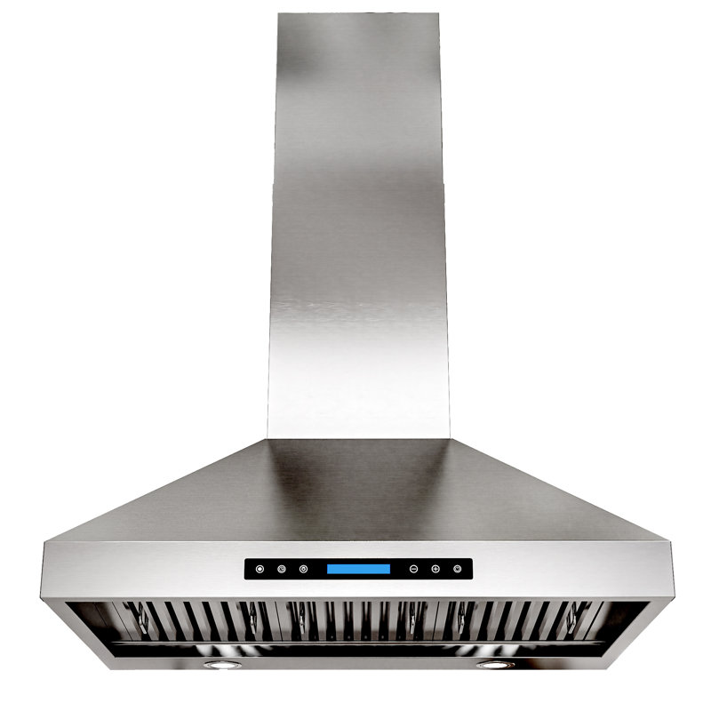 36 inch 800 CFM Convertible Wall Mount Range Hood 4 Speed Quiet Stainless Steel Remote and Touch Panel Control with LED Lights