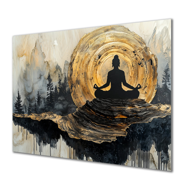 Décoration murale indienne en méditation Indian God Meditation Connecting to the Woods II - Hindouisme, H 16 po x l 32 po