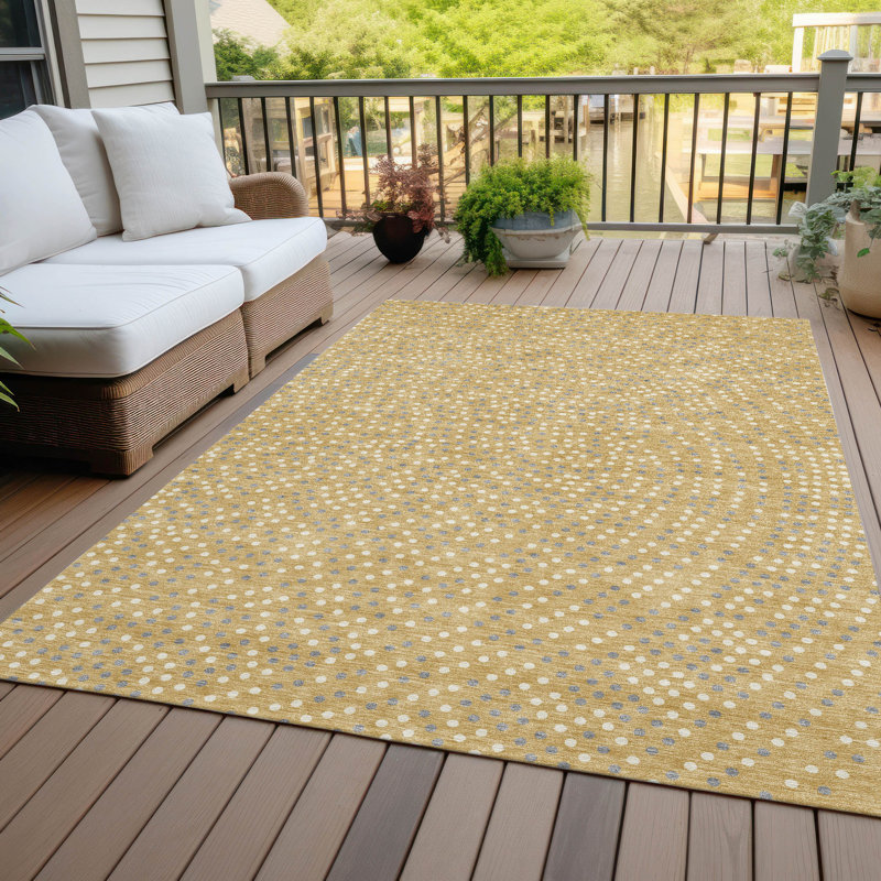 Mirelia Gold Washable Indoor-Outdoor Rug - , 8' x 10'