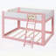 Lit superposé bas Queen Size avec échelle réversible et barrières de sécurité, rose, design gain de place-2138633275-2138633268