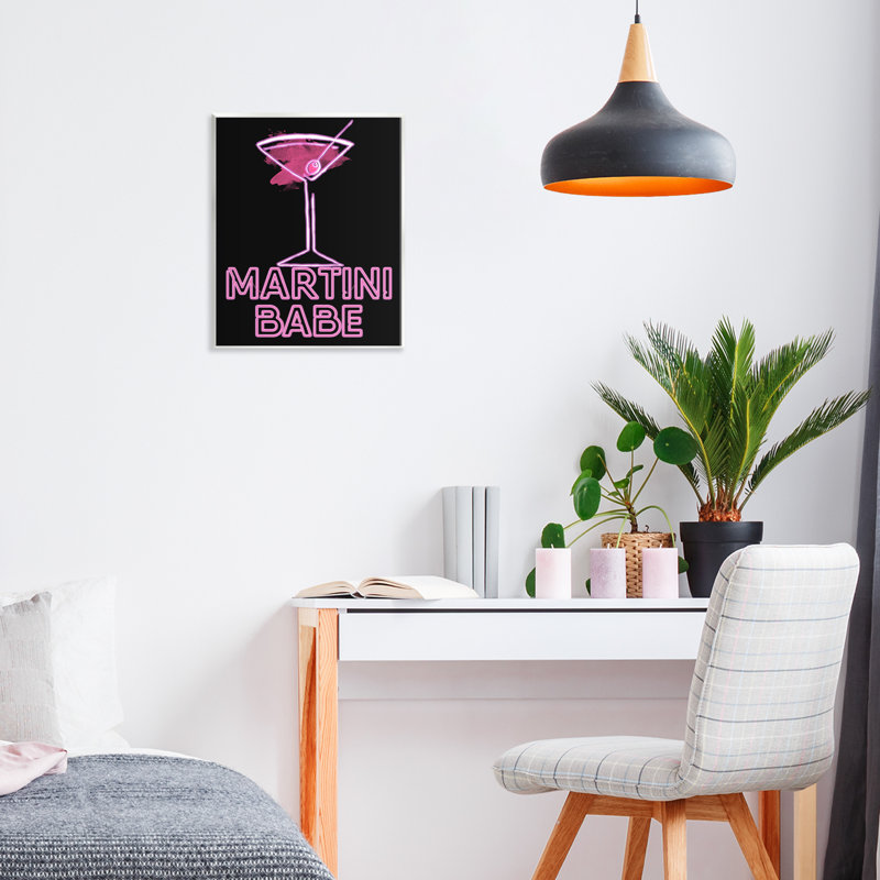 Plaque murale rose et noire Martini Babe, design par Sundance Group, LLC