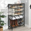 Range-chaussures à 6 niveaux avec rangement pour bottes, étagère à chaussures en métal industriel pour vestibule, placard, couloir, chambre à coucher et garage