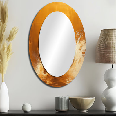 Or et blanc, cheval, Windy Plains - miroir mural ovale doré