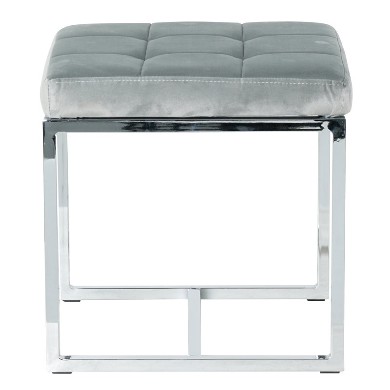 Jacques Steel Accent Stool, Silver Grey