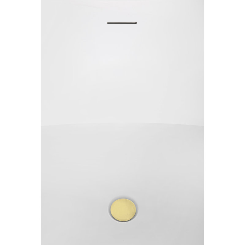 Baignoire autoportante en acrylique blanc brillant 75 ", plateau en bambou, drain, Laiton poli