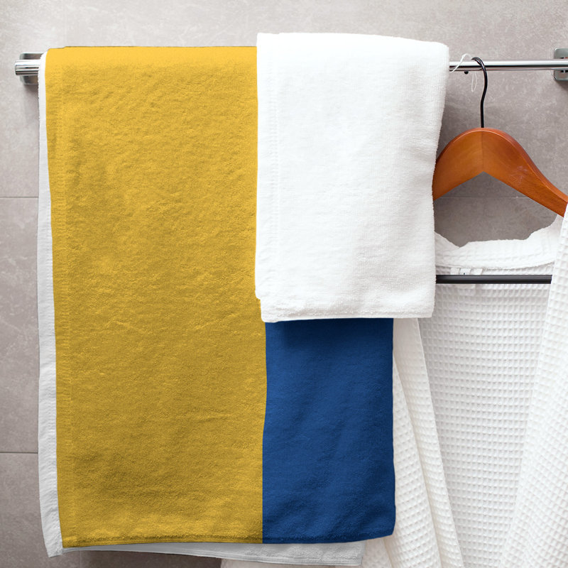 Lightweight Bath Towel, Gold/Royal Blue/Gray, Poly/Cotton