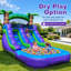 Glissade d'eau gonflable en PVC de qualité commerciale de 21 pi avec piscine et souffleur, glissade d'eau humide / sec pour les fêtes d'été pour enfants, bleu et mauve