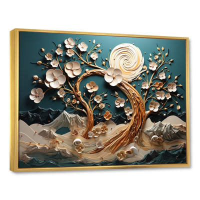 Orchidée bleue et blanche, jardin de branches IV - arbre, art mural