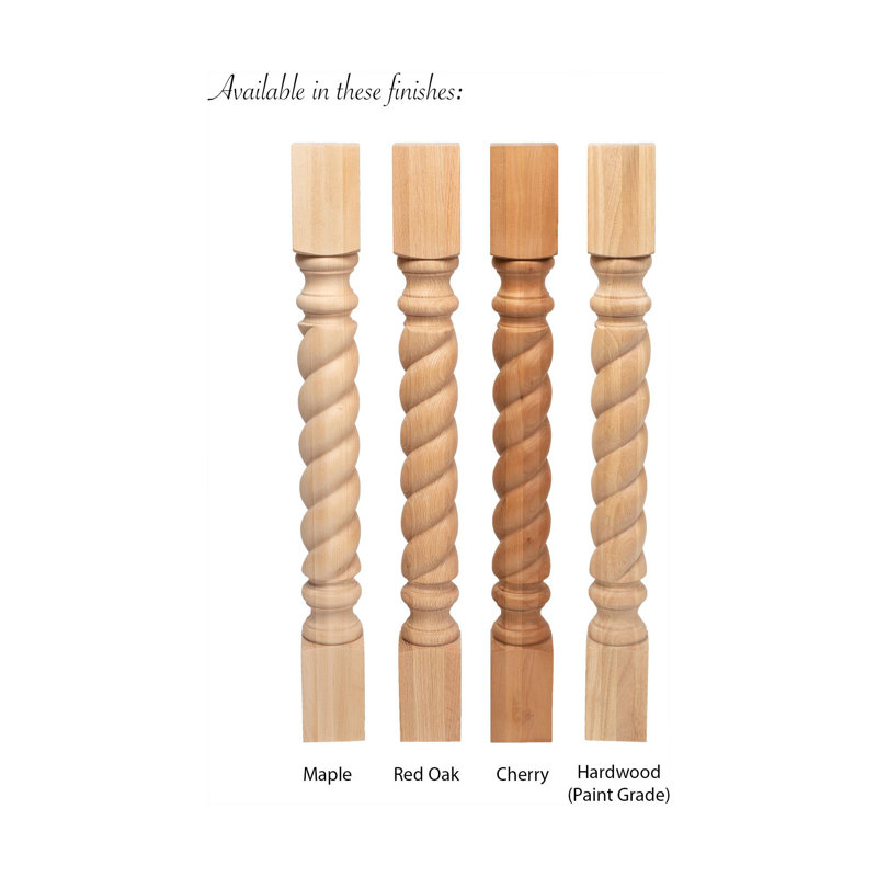 35.25" Unfinished Solid Hardwood Rope Kitchen Island Leg