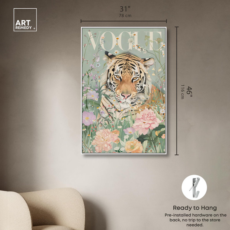 Art printanier sur toile par le magazine Spring, H 46 po x l 31 po, Cadre blanc
