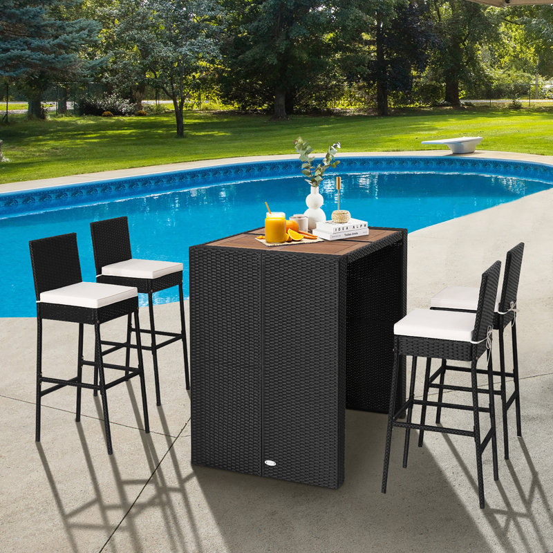 Arbrianna 4 - Person Acacia Solid Wood Patio Dining Set Rectangular Table