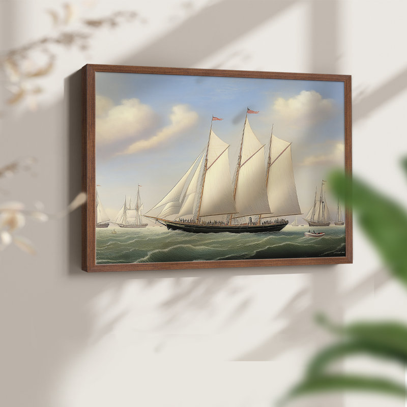 Nautical Series-LXXXIII -Framed Print - Restickable, H 16 po x l 20 po, Noyer