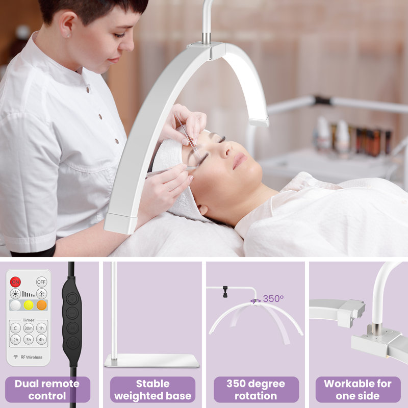 Joba 70.8" LED Half Moon Lash Light Floor Lamp for Eyelash Extension, White