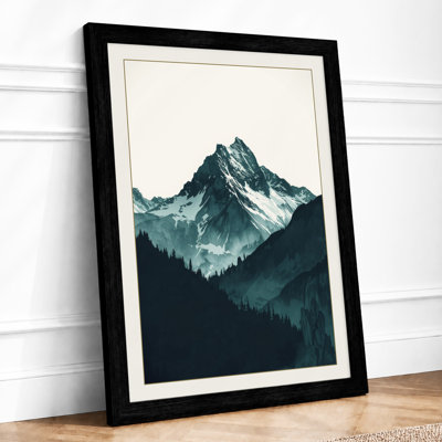Mountain in Mist Scandinavian - Framed Print