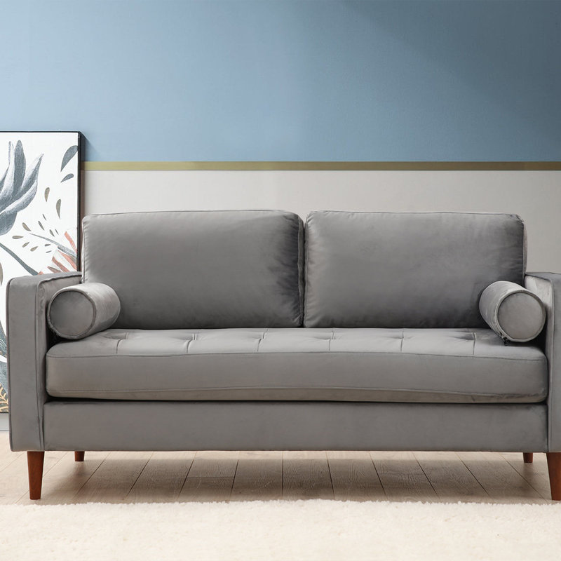 Canapé rembourré Haretina, 100 % polyester gris clair