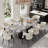 Modern 78.7" Dining Table, Glossy Sintered Stone Top, Stainless Steel Double Legs for 8-10