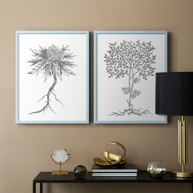 Reproduction encadrée de qualité supérieure de B&W Plant Speciment III - prête à être accrochée - aucun clou requis - aucun clou requis