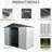 Outdoor Metal Storage Shed 8ft X 4ft - White & Black. Galvanized Iron Frame. Spacious For Equipment. Sloped Roof Lockable Door. Ventilated Interior. Includes Foundation, Anchors, Hooks, Shelf, Lock-118124226-118124234
