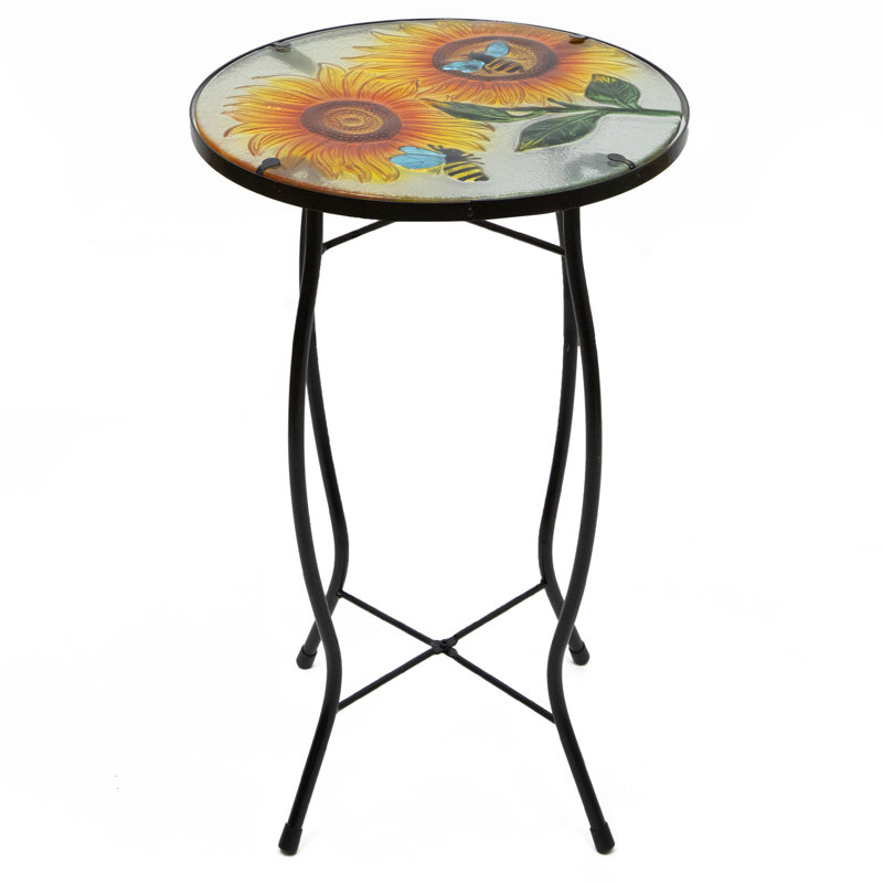 Table d'appoint 19 po en verre tournesol et bourdon