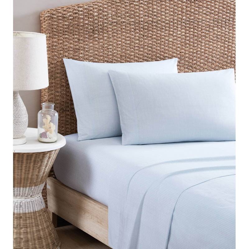 Tommy Bahama Casablanca Garden Shower Curtain, Ensemble de draps pour grand lit avec 2 taies d'or, Bleu Ala Moana