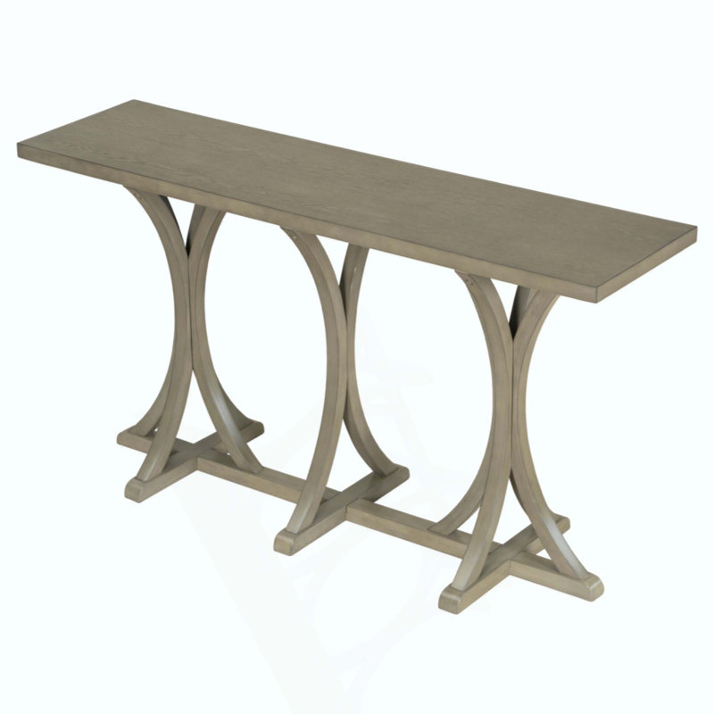 Wooden Console Table With Oak Veneer Top,Farmhouse Entryway Table With Rubber Wood Slender Curved Legs,Perfect For Living Room,Entryway,Hallway, Dining Spaces.