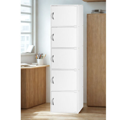 5-Doors, 5-Shelf Bookcase 59 in. Tall Enclosed Storage 5-Tier Bookshelf for Home or Office