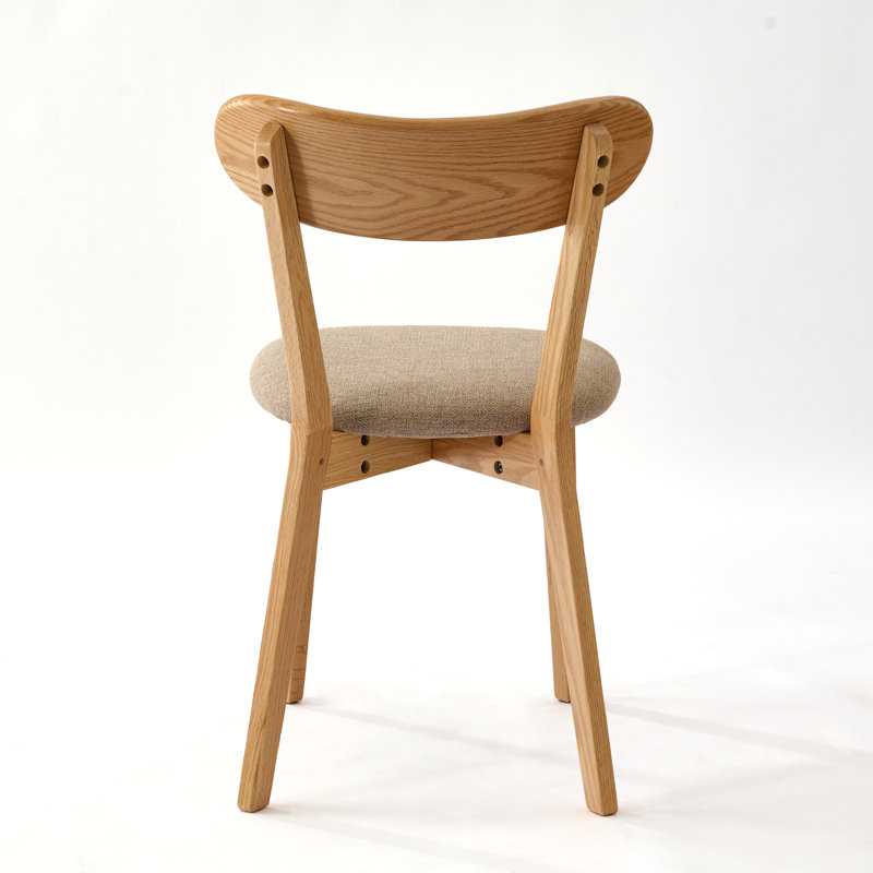 Chaise de salle à manger rembourrée en chêne massif avec housse amovible - ensemble de 2, Beige gris, Chêne, 2