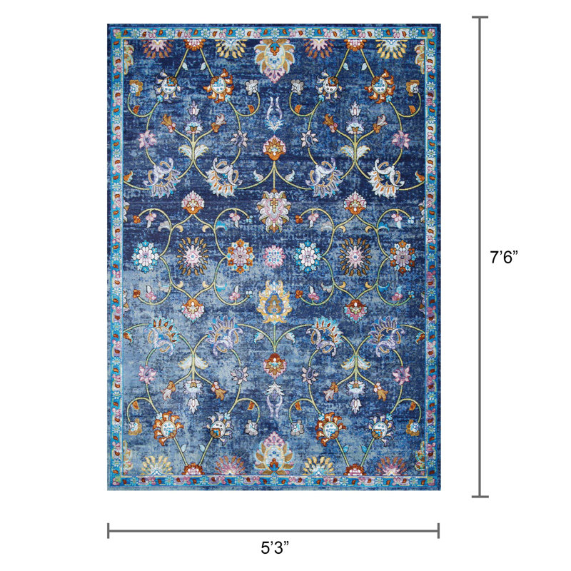 Douglus Floral Indoor Rug, Rectangle 5'3" x 7'6"