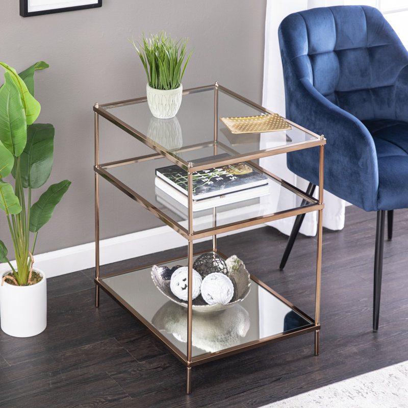 Gosport Glass Top End Table, Copper