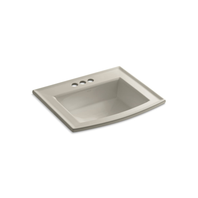 Archer Vitreous China Rectangular Drop-In Bathroom Sink with Overflow, Sandbar, 4'' Centers