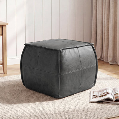 Elliona Square Top-Grain Leather Ottoman