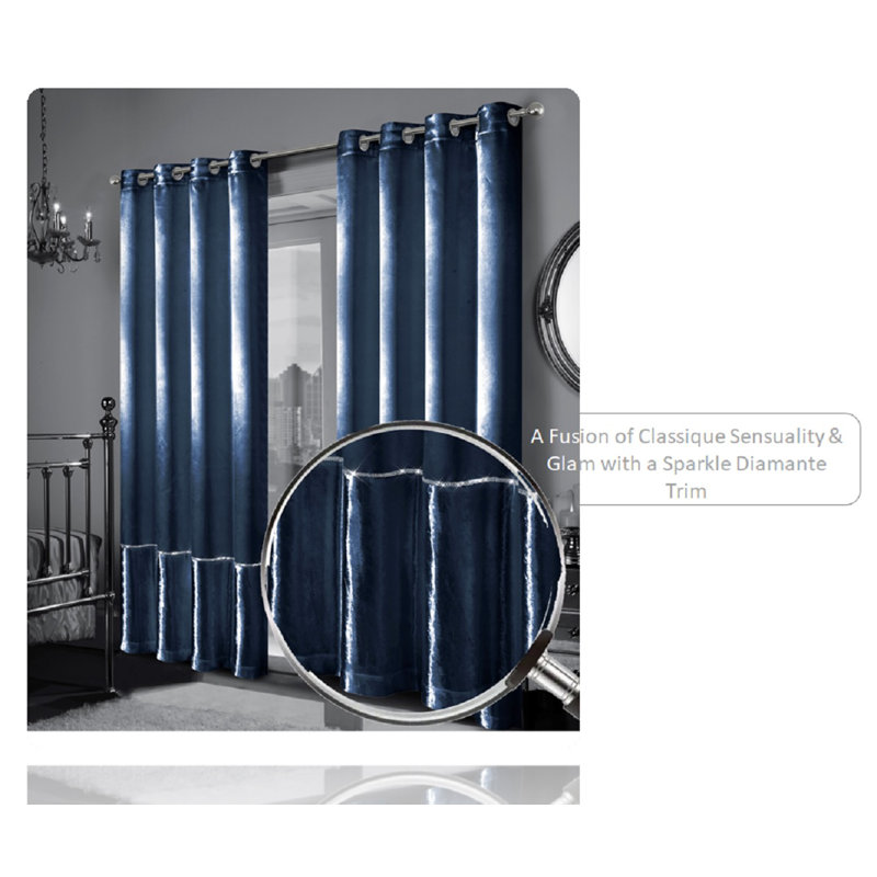 Blackout Curtain Pair, 140 W x 137 D cm, Navy