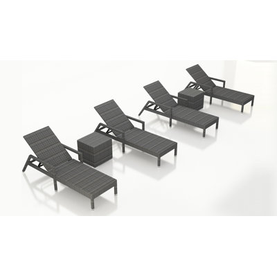 Ballu Reclining Chaise Lounge Set with Cushion and Table
