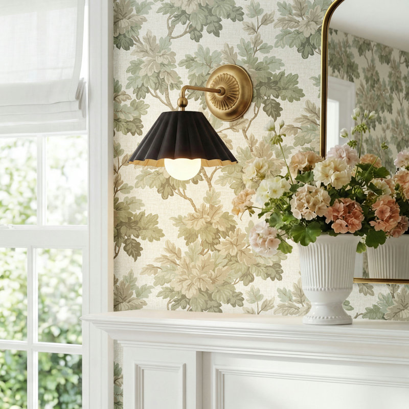 Granduca Steel Armed Sconce, Black/Gold Leaf