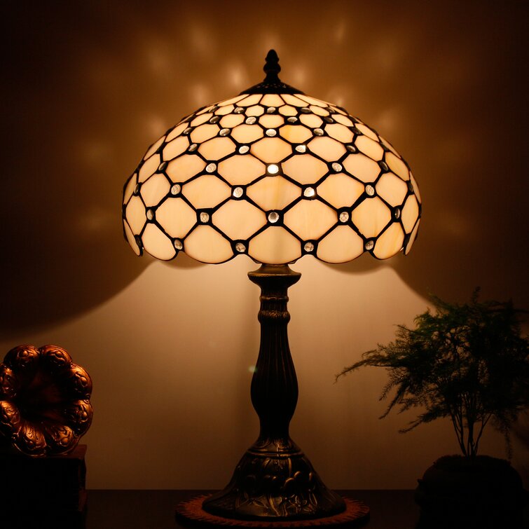 World Menagerie Lampe de table en verre coloré Tiffany lecture
