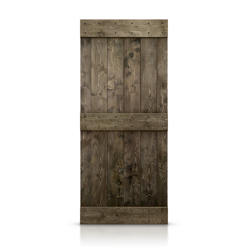 Porte de grange en bois lambrissé sans trousse de quincaillerie d’installation, 42 po x 84 po, Café noir