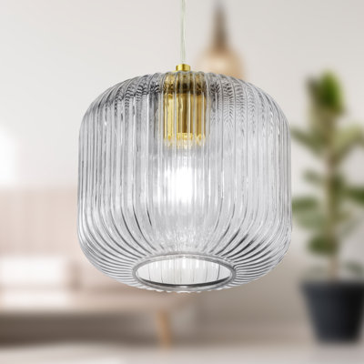 Jacobson 1-Light Ribbed Glass Pendant
