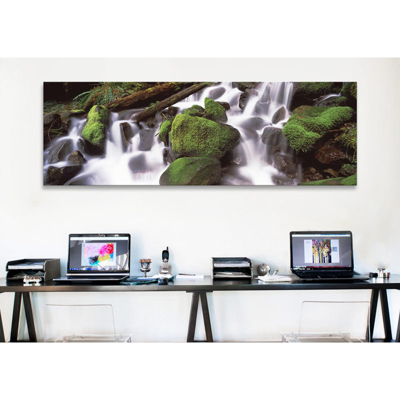 Cascade d'eau dans une forêt tropicale, parc national olympique, Washington State, États-Unis par Panoramic Images - reproduction d'art sur toile tendue