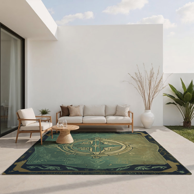 Tapis intérieur et extérieur Divine Compass, Rectangulaire 3 pi x 5 pi