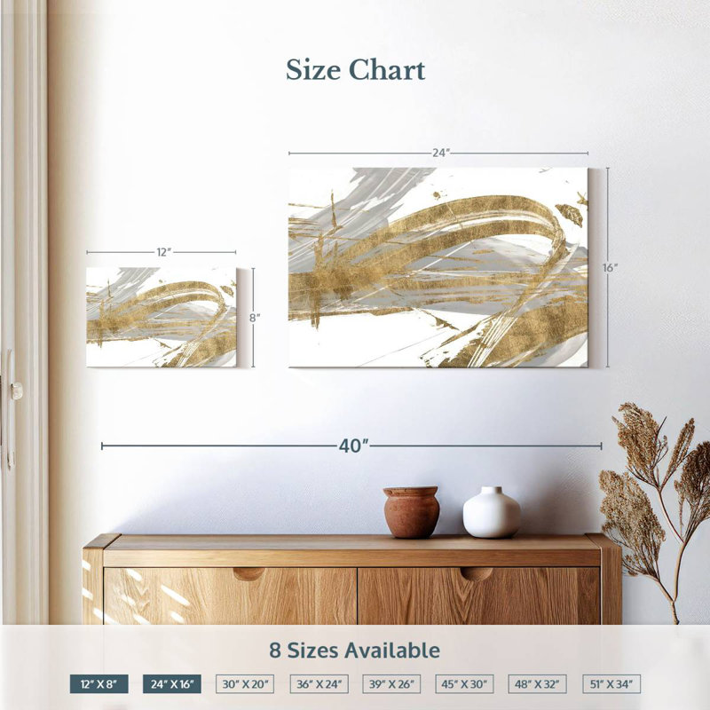 Gold And Grey II, H 16 po x l 24 po