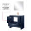 Meuble-lavabo bleu marine 36 po L 20 po x P 20 po, comptoir en quartz blanc, robinet en or rose et miroir de 28 po, résistant aux égratignures et aux taches