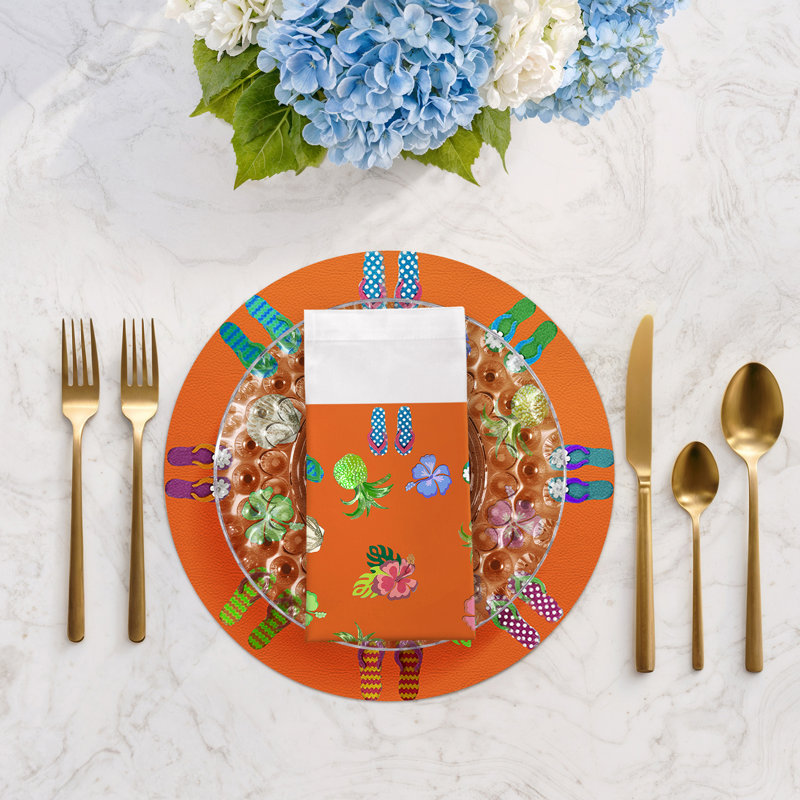 Winter In Florida Cotton Sateen Dinner Napkins, Orange