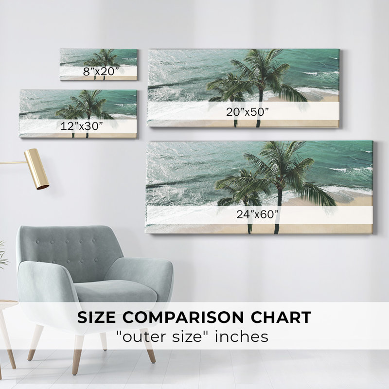Maui palmier sur toile, H 8 po x l 20 po x P 1,5 po