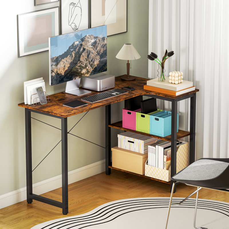 L-Shaped Metal Base Computer Desk