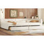 Lit double tapissier avec et 2 tiroirs, beige - construction solide, sans sommier tapissier, ports pour plateforme de perfectionnement de chambre à coucher, innovation